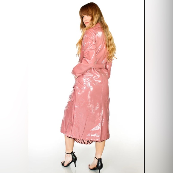 Dusty rose Vinyl trench coat. - Picture 2 of 2